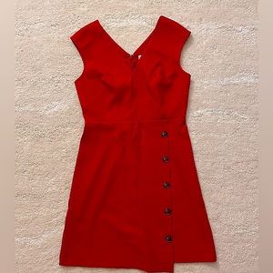 LOFT red button down v neck dress Size: 0